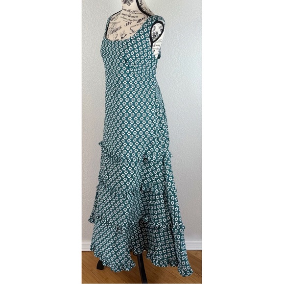 Anthropologie The Blythe Square-Neck Tiered Dress Midi Stretch Sleeveless XL - Picture 5 of 14